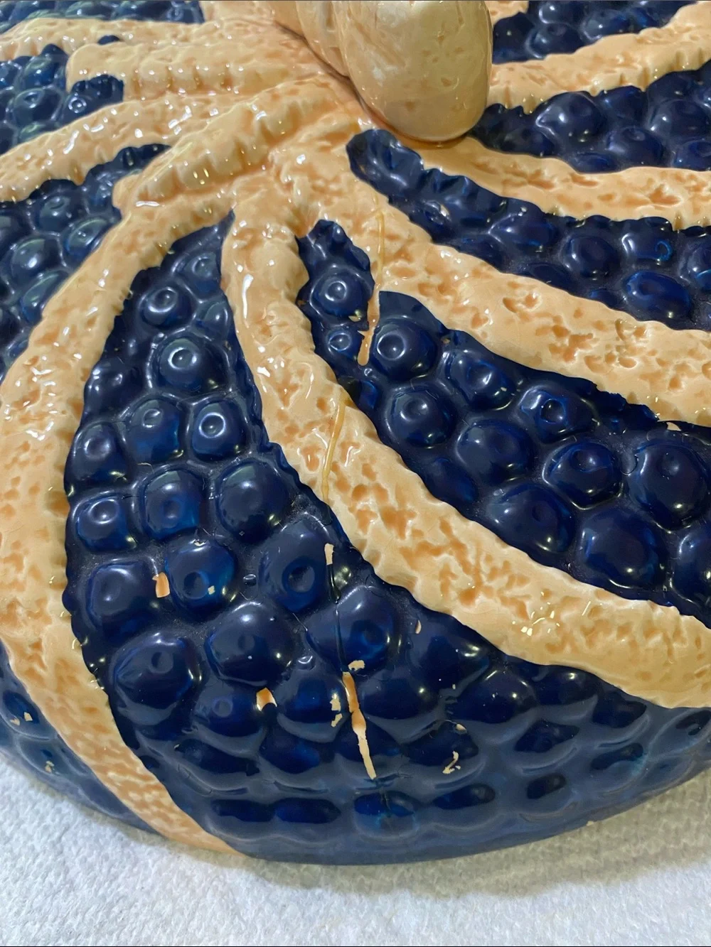 Vintage Ceramic Blueberry Pie Baking Dish with Cover